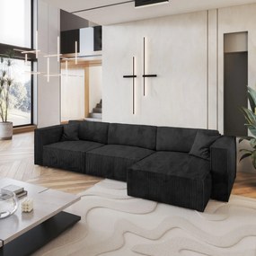 Masseno Narożnik TOLMO z funkcją spania i pojemnikiem na pościel Narozniki L, Rozkładana sofa - Czarny, POSO 135