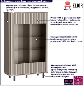 Szara szeroka witryna na nóżkach glina P5-A70