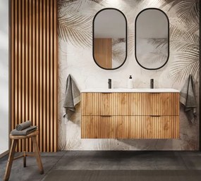 Podwójna ryflowana szafka łazienkowa 120 cm dąb craft złoty N9-E04