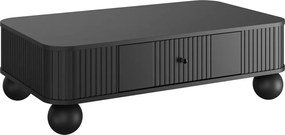 Stolik kawowy Vesper 103x60 cm z szufladą - czarny / czarne uchwyty / nogi kule