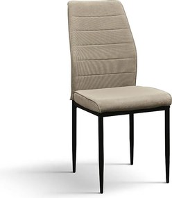 Zestaw 4 beżowych krzeseł z tkaniny i matowych czarnych metalowych nóg - LUBIANA