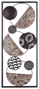 Dekoracja ścienna w ramce, metalowa, 25 x 61 cm, etniczne koła