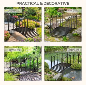 Outsunny Most ogrodowy z metalu w stylu vintage, dekoracja do ogrodu i stawu, 119x67x70 cm, czarny