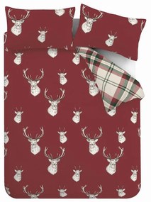 Czerwona pościel dwuosobowa 230x220 cm Munro Stag Check – Catherine Lansfield