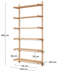 Modułowy system półek z litego drewna dębowego 110x202 cm Sitra – Kave Home