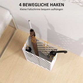 HOMCOM Stojak na parasole stalowy z tacką ociekową i 4 hakami biały nowoczesny design | Aosom PL