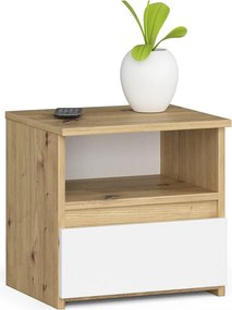 Szafka nocna AKORD CL1 Dąb Artisan 40 cm 1 szuflada kolor Biały mat 1 półka 40x35x40 cm