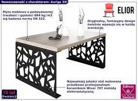 Loftowy stolik kawowy z ozdobnym stelażem czarny + dąb sonoma - Auriga 3X