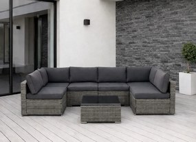 Modułowy narożnik ogrodowy Caldoro XL2501 technorattan, szary, poduszki szare