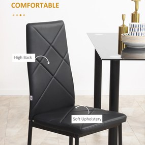 HOMCOM Zestaw 4 Krzesła Jadalniane Kuchenne Nowoczesny Design 41x50x97cm Czarne | Aosom PL