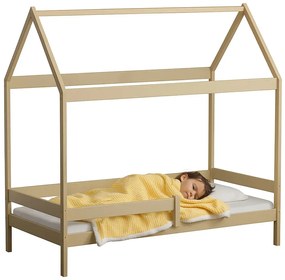 Drewniane łóżko w stylu skandynawskim, wanilia T8-M21