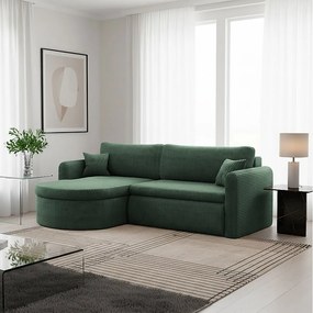 Uniwersalny narożnik Verona L z funkcją spania, do salonu, zielony