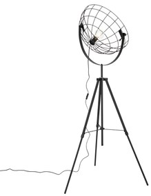 Industrialna lampa podłogowa na statywie czarna 50 cm regulowana - HanzePrzemysłowy Oswietlenie wewnetrzne
