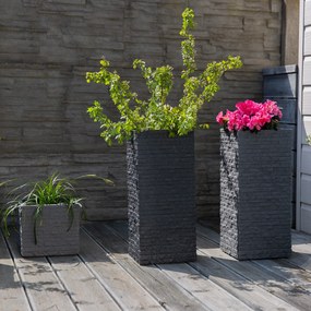 Donica ogrodowa kwadratowa 27 x 27 cm Kubus szara ceglana PATIO