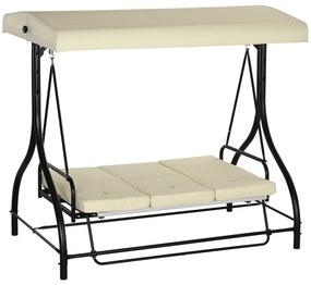 Outsunny Huśtawka Ogrodowa z Ochroną Przeciwsłoneczną, 3 Miejsca, Łóżko Huśtawkowe