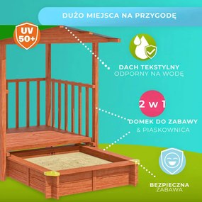 Piaskownica z werandą SUNNY, 130x130x143cm, brązowa/zielona Jurhan