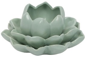 Świecznik na tealight kwiat lotosu z porcelany, 12,5 x 13 x 6,5 cm