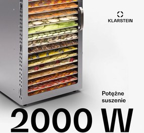 Klarstein Captain Jerky 30-90°C Dehydrator Gastronomiczny 20 Półek Srebrny