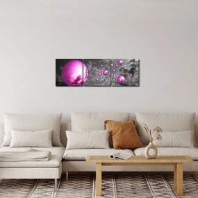 Obraz różowych kul (z zegarem) (90x30 cm)