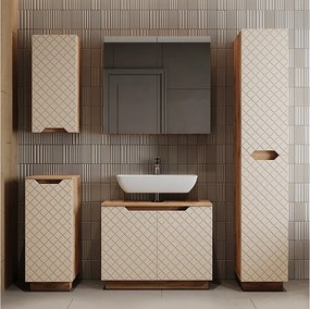 Zestaw mebli łazienkowych dąb/kaszmir ze strukturą płytek 79.6x32x62.5 lotta