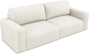 Kremowa sztruksowa rozkładana/ze schowkiem sofa 252 cm Kona – Makamii
