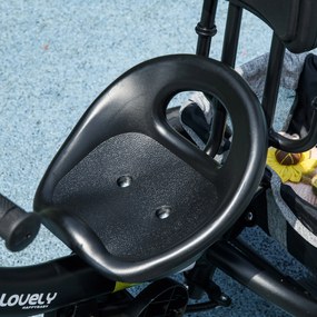 HOMCOM Rowerek 6w1 dla Dzieci z Rączką, Daszkiem, Pasem, Koszykiem, dla Dzieci 1-5 Lat, Szary