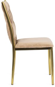 Zestaw Stół Okrągły SALLO 110 cm i 4 Krzesła Tapicerowane Plecione DAN Beżowe Glamour