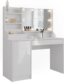 Stół toaletowy biały/biały wysoki połysk 119.8x50.1x76 sherry