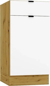 Szafka Kuchenna Biały Stojąca Z Szufladą 40 Cm + Dąb Artisan R4-T66