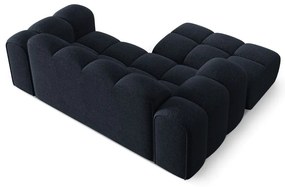 Ciemnoniebieski narożnik z tkaniny szenilowej (lewostronny/z szezlongiem) Treno – Cosmopolitan Design