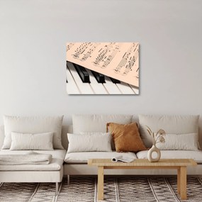 Obraz na szkle - fortepian z nutami (70x50 cm)