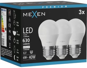 Mexen Nova 3x żarówka LED E27, G45, 6W, Neutralna - 4000K, 630 lm - L101-E27-0640-01x03