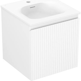 Mexen Rivel szafka łazienkowa 45 cm z umywalką Vela, 1 szuflada, ryflowana , biała mat - 91A20-04547-1-BF01-W23M01