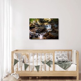 Obraz na szkle skalistego strumienia (70x50 cm)