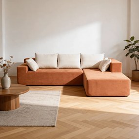 Sofa do salonu Luna 3-osobowa – pomarańczowy biały prawa