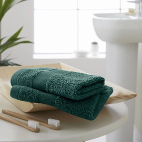 Ciemnozielone bawełniane ręczniki frotte zestaw 2 szt. 30x30 cm Anti-Bacterial – Catherine Lansfield