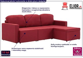 Rozkładana sofa modułowa czerwone wino - Odi 4Q