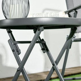 Outsunny Składany stolik pomocniczy, zewnętrzny składany stolik z blatem z hartowanego szkła, do tarasu, 45 x 45 x 50 cm, Biały