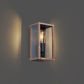 Industrialny kinkiet z nadrukiem drewna 26 cm IP44 - Charlois