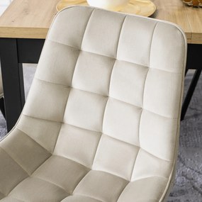 Krzesło Tapicerowane do Salonu RICK Ecru Welurowe Nowoczesne Loft