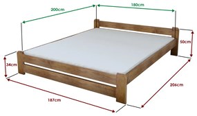 Łóżko Emily 180 x 200 cm, dąb Stelaż: Ze stelażem listwowym rolowanym, Materac: Materac Somnia 18 cm