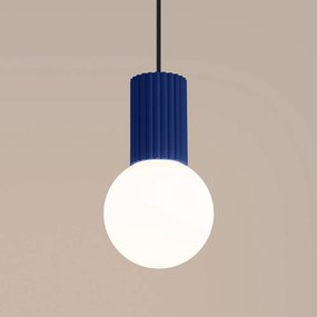 Ciemnoniebieska lampa wisząca ze szklanym kloszem ø 12 cm Orbital – Nice Lamps