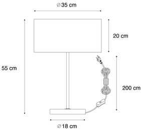 Lampa stołowa mosiężna z brązowym aksamitnym abażurem 35 cm - Kaso klasyczny/Antyczny Oswietlenie wewnetrzne