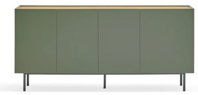 Zielono-naturalna niska komoda w dekorze dębu 165x78 cm Arista – Teulat