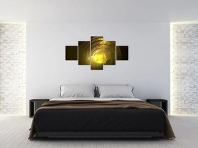 Obraz żółtej abstrakcyjnej spirali (125x70 cm)