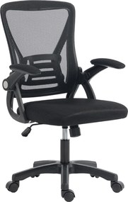 HOMCOM Fotel biurowy Ergonomiczny regulowany fotel biurkowy z podnoszonymi podłokietnikami, podparciem lędźwiowym, czarny | Aosom PL