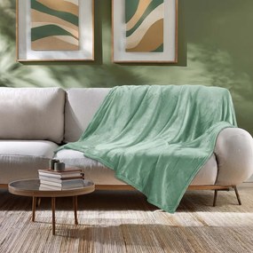 Jasnozielony koc z mikfroflaneli 180x220 cm Flanou – douceur d'intérieur
