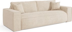 Kanapa 3-osobowa rozkładana typu express z tkaniny beżowej - pow. spania 140 cm - Materac 13 cm z pianką memory - AMELIA