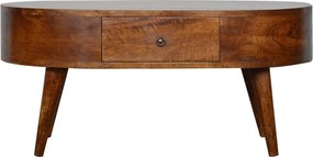 Okrągły stolik kawowy z drewna kasztanowego Artisan Furniture, 2 szuflady, brązowy