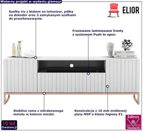 Biała stojąca szafka rtv z lamelami - Filo 7X